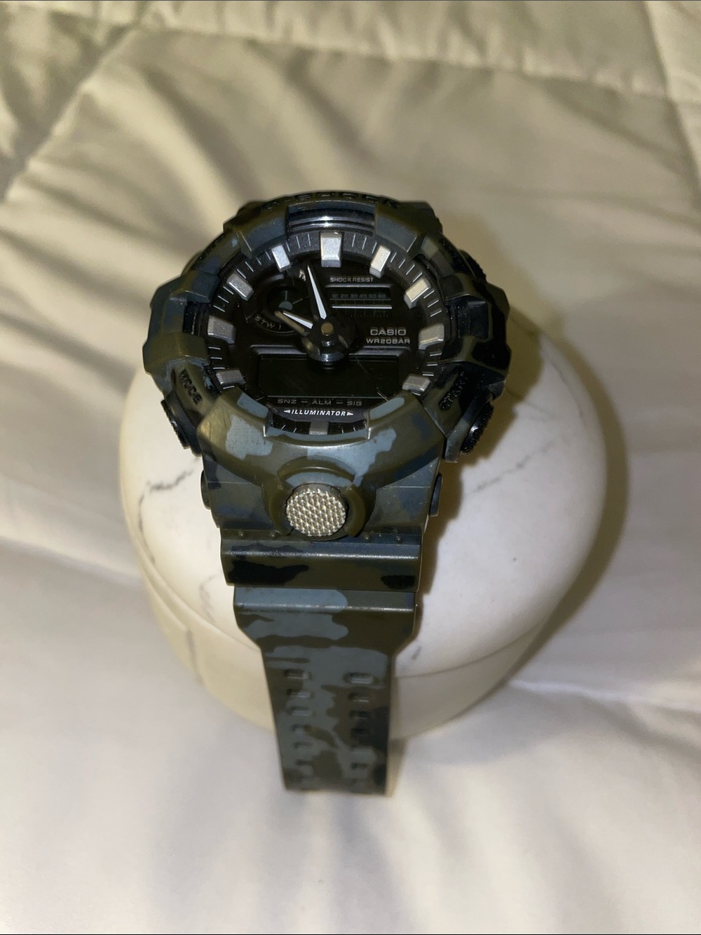 Casio G-Shock Tactical Camouflage Resin Watch - Green and White Pattern